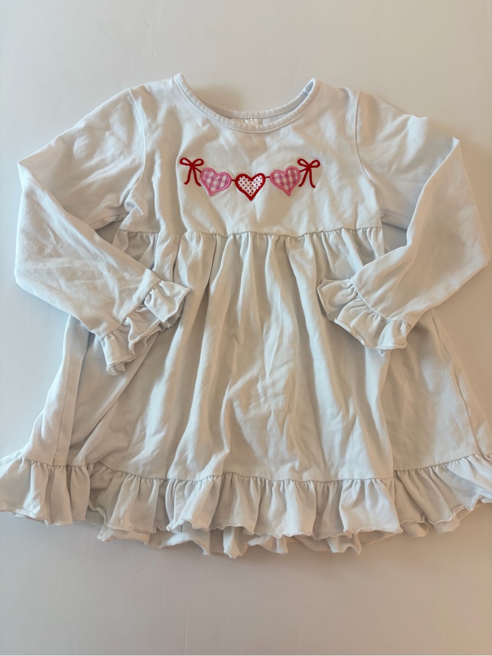 Stitchy Fish Girls Long Sleeve Tunic Top Size 7 Embroidered Heart Garland